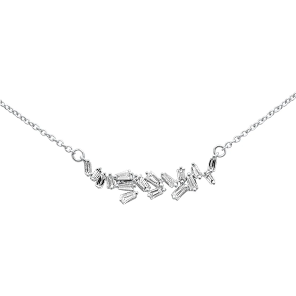 <span style="color:purple">SPECIAL!</span> .22ct G SI 14K White Gold Baguette Diamond Pendant Necklace 18" Long - Image 2