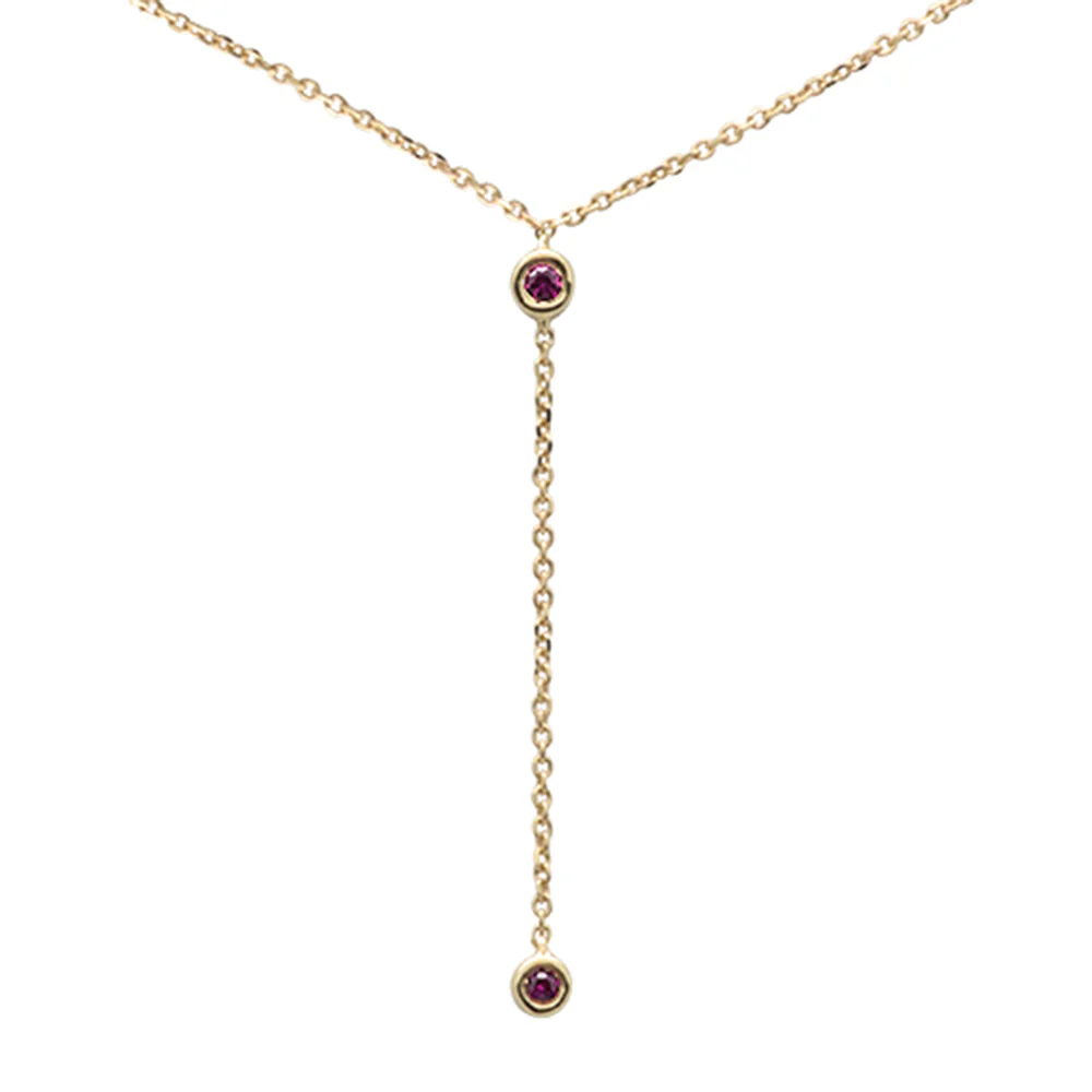 <span>DIAMOND CLOSEOUT! </span>.08cts G SI 14K Yellow Gold Ruby Gemstone Drop Necklace Pendant 16+2" Ext.