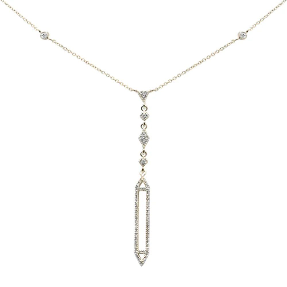 <span style="color:purple">SPECIAL!</span> .23ct G SI 14K Yellow Gold Diamond Drop Lariat Pendant Necklace 16+2" Ext