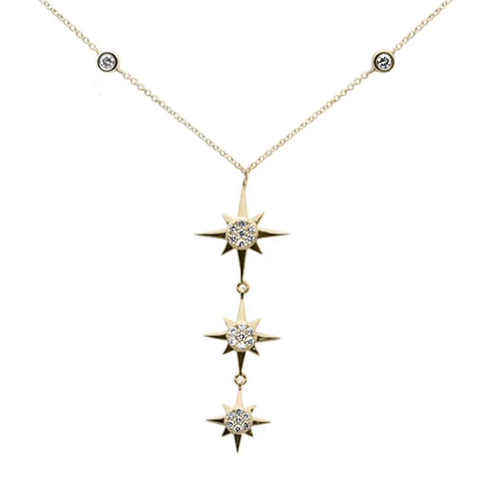 <span style="color:purple">SPECIAL!</span>.33ct G SI 14K Yellow Gold Diamond Starburst Pendant Necklace 16+2" Ext