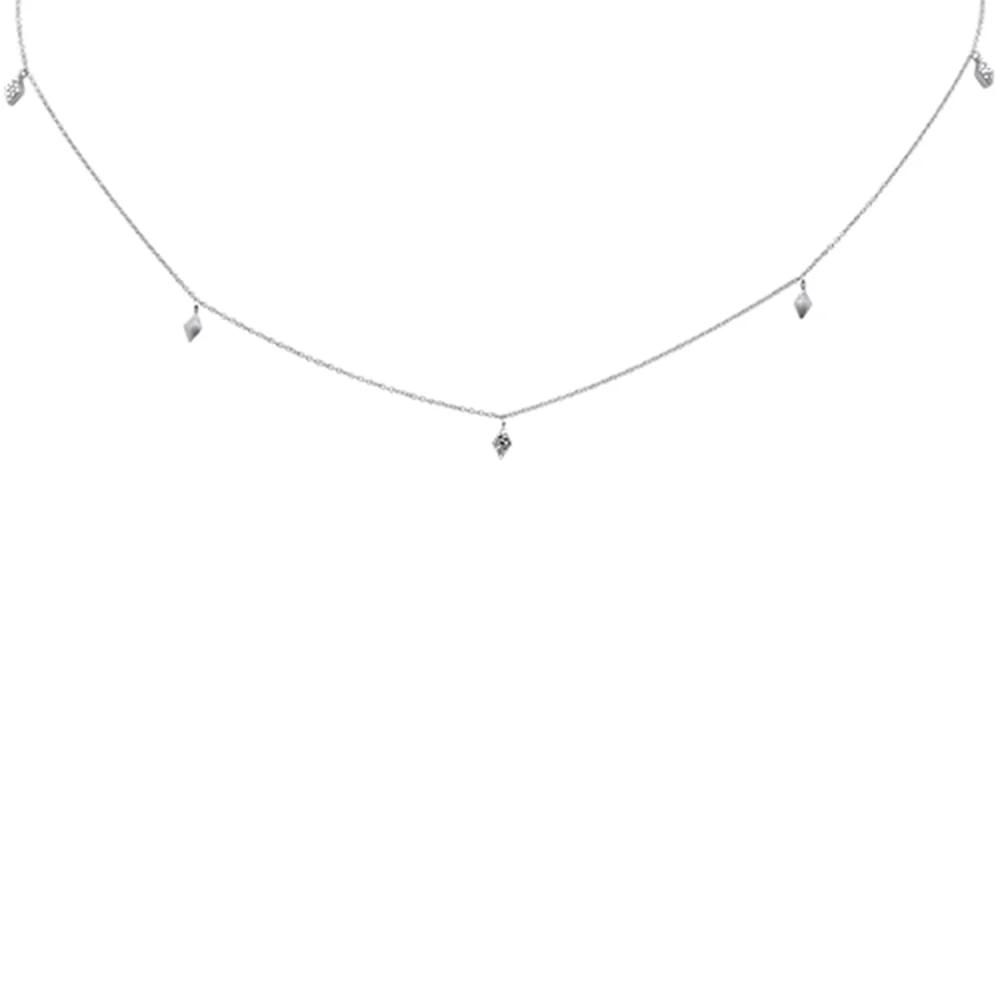<span>DIAMOND CLOSEOUT! </span> .07ct G SI 14K White Gold Diamond Marquee Shaped Pendant Necklace 16"+2" Ext.