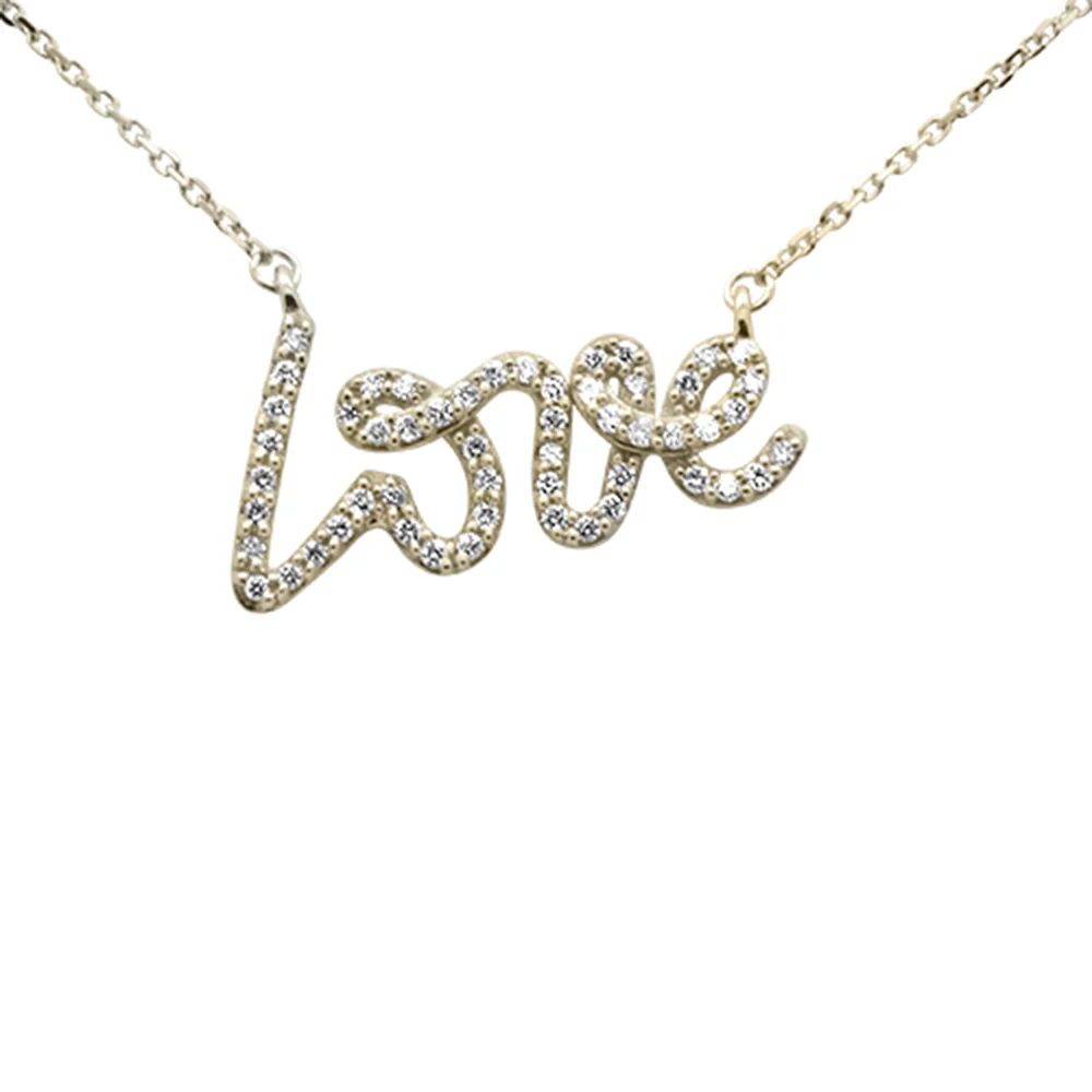 <span style="color:purple">SPECIAL!</span>.24ct G SI 14K Yellow Gold Diamond "Love" Script Pendant Necklace 18" Long - Image 3
