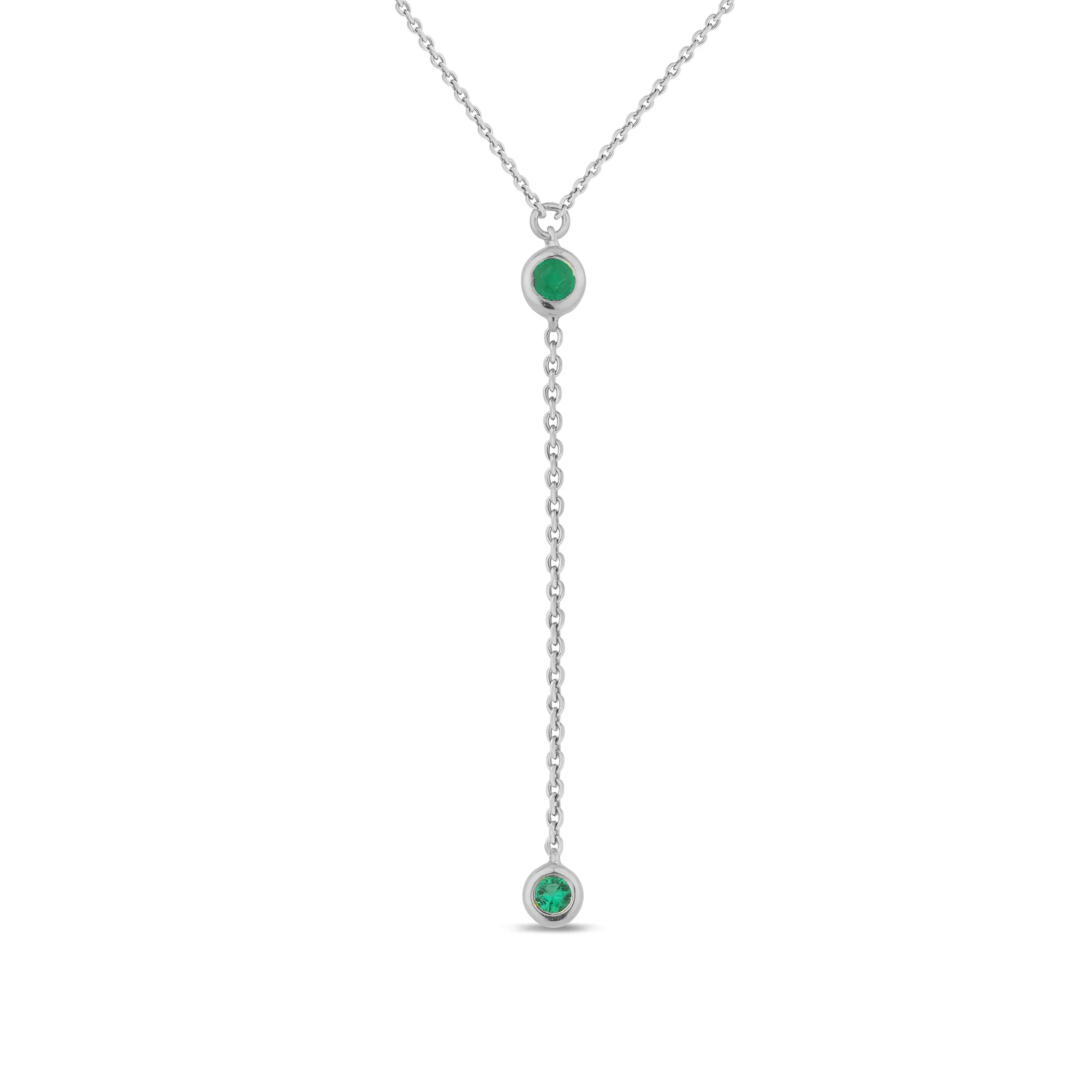 <span>DIAMOND CLOSEOUT! </span> .05ct G SI 14K White Gold Emerald Gemstone Pendant Necklace 16" +2" EXT