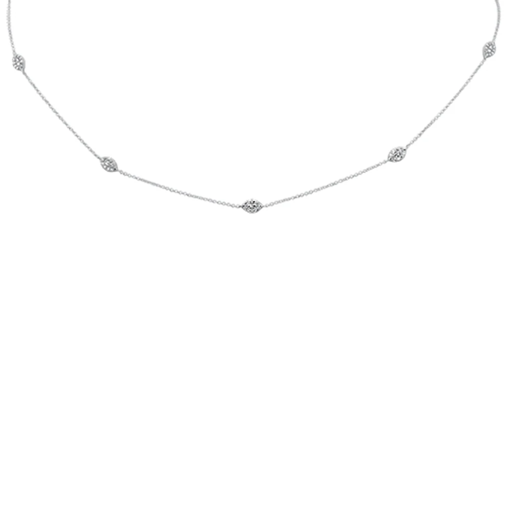 <span>DIAMOND CLOSEOUT! </span> .37ct G SI 14K White Gold Diamond Marquee Shaped Pendant Necklace 16+2" Ext