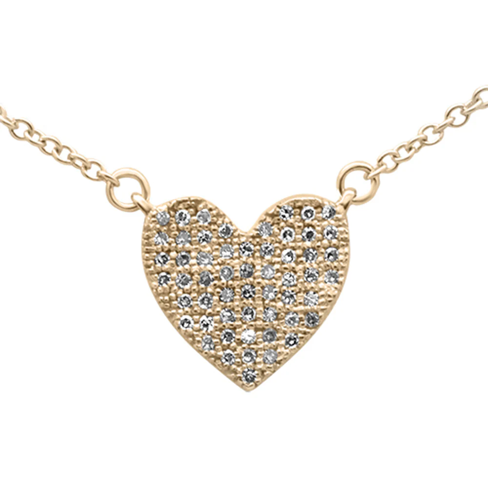 <span style="color:purple">SPECIAL!</span> .12ct G SI 14K Yellow Gold Diamond Heart Pendant Necklace 18" Long
