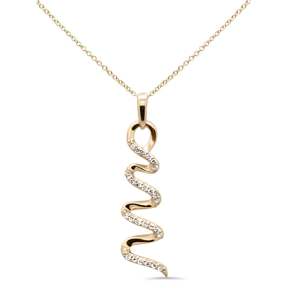 <span style="color:purple">SPECIAL!</span> .13ct G SI 14K Yellow Gold Diamond Swirl Pendant Necklace 18" Long