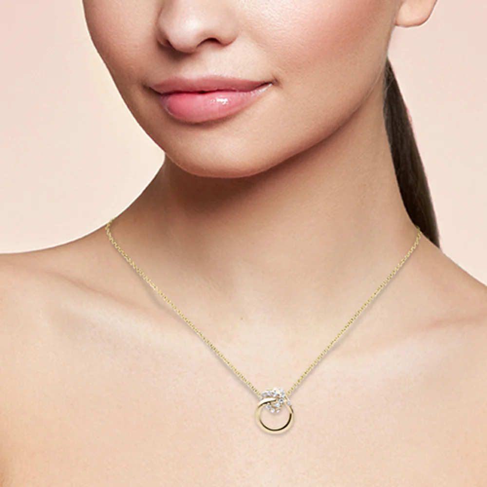 <span style="color:purple">SPECIAL!</span> .21ct G SI 14K Yellow Gold Diamond Knot Style Necklace Pendant 18" Long Chain - Image 2