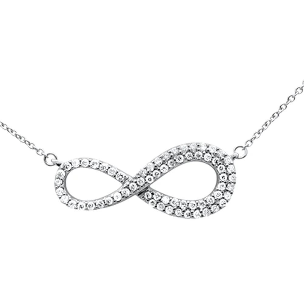 <span style="color:purple">SPECIAL!</span> .33ct G SI 14K White Gold Diamond Infinity Style Pendant Necklace 18" Long