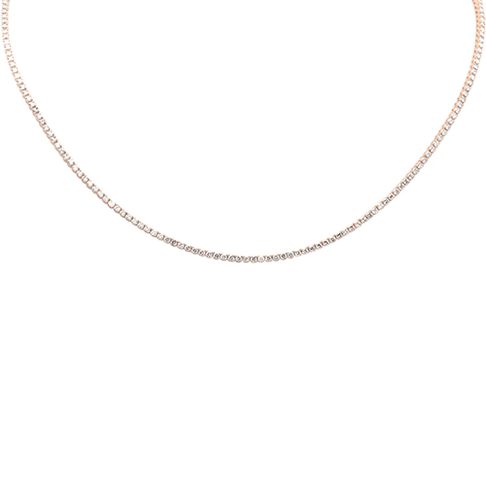 <span style="color:purple">SPECIAL!</span> 3.10ct G SI 14K Rose Gold Adjustable Tennis Necklace 14"+2" Long - Image 3