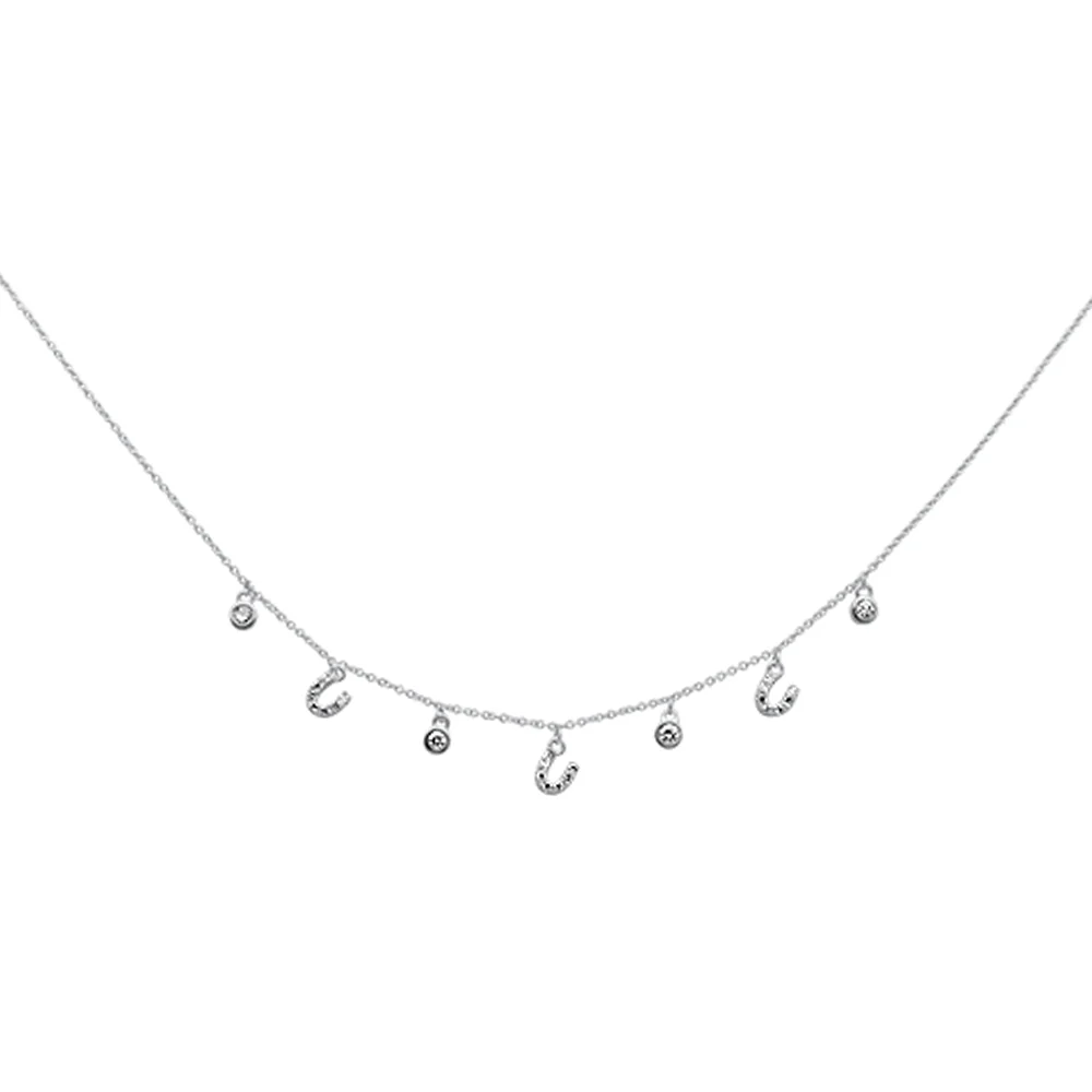 <span>DIAMOND CLOSEOUT! </span> .34ct G SI 14K White Gold Diamond Horsehoe Pendant Necklace 16" + 2" Long