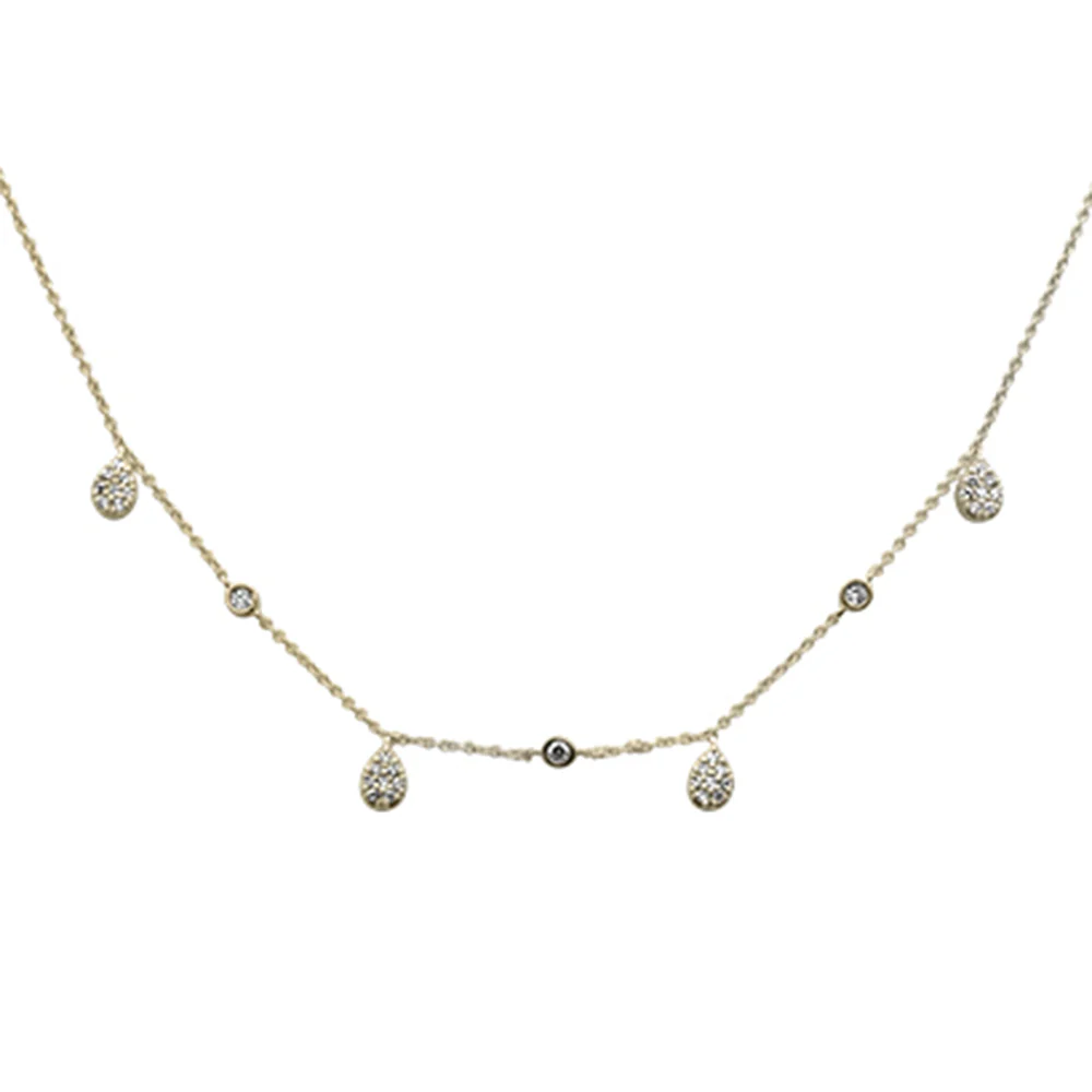 <span style="color:purple">SPECIAL!</span> .27ct G SI 14K Yellow Gold Diamond Pear Shaped Drop Pendant Necklace 16" + 2" Long