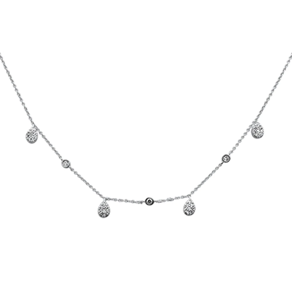 <span style="color:purple">SPECIAL!</span> .26ct G SI 14K White Gold Diamond Pear Shaped Drop Pendant Necklace 16" + 2" Long