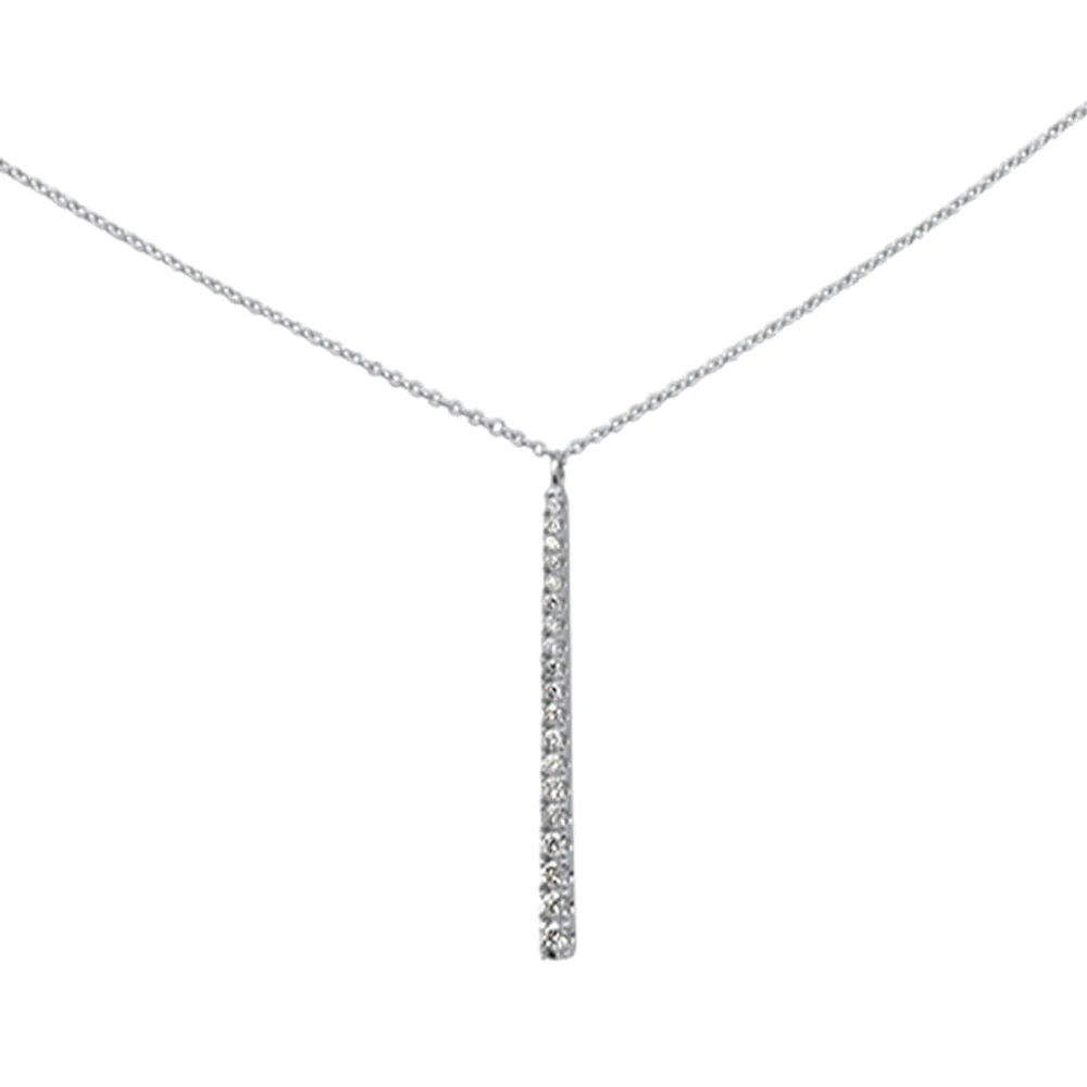 <span style="color:purple">SPECIAL!</span> .25ct G SI 14K White Gold Diamond Line Drop Pendant Necklace 16" Long