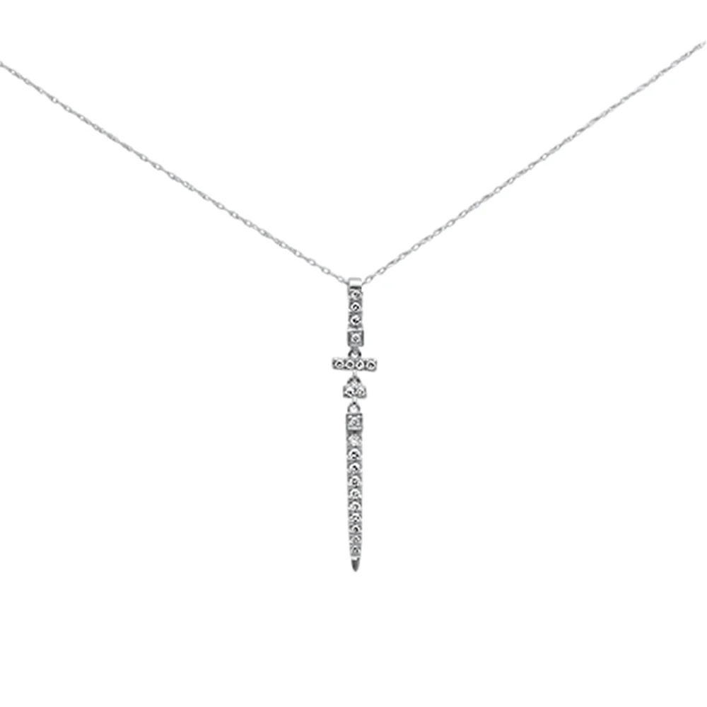 <span style="color:purple">SPECIAL!</span> .23ct G SI 14K White Gold Diamond Drop Pendant Necklace 18" Long