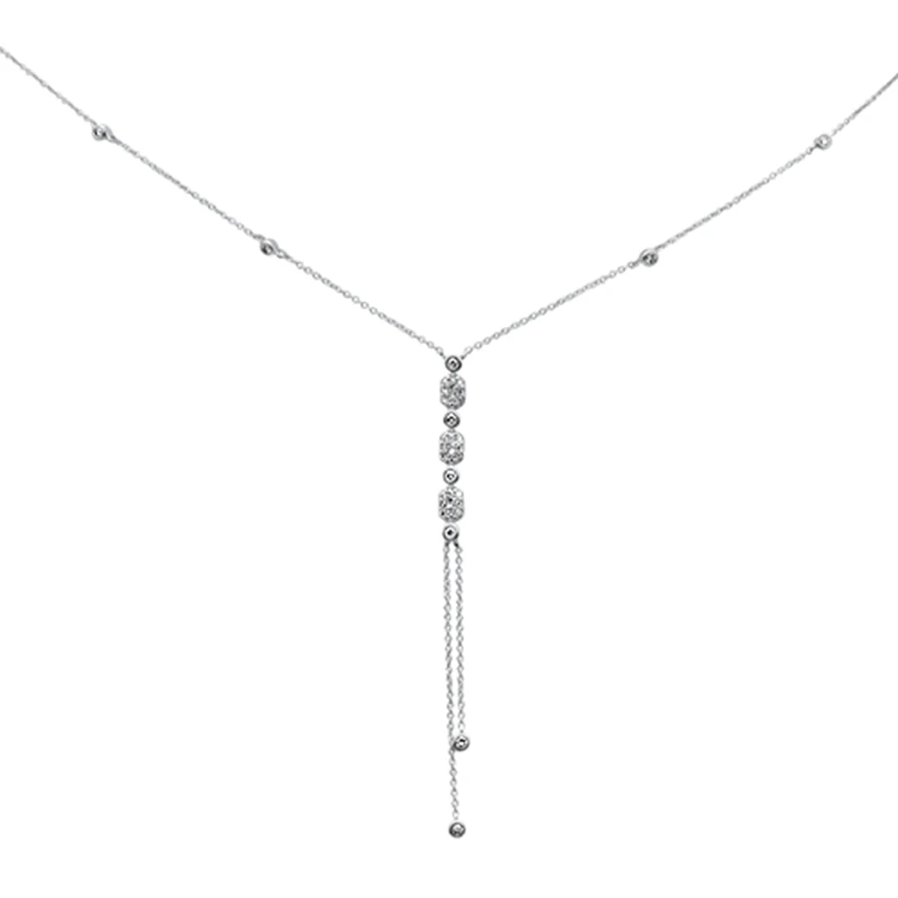 <span style="color:purple">SPECIAL!</span> .25ct G SI 14K White Gold Diamond Drop Pendant Necklace 16" Long