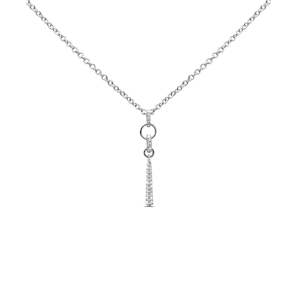 <span style="color:purple">SPECIAL!</span> .21ct G SI 14K White Gold Diamond Drop Pendant Necklace 18" Long