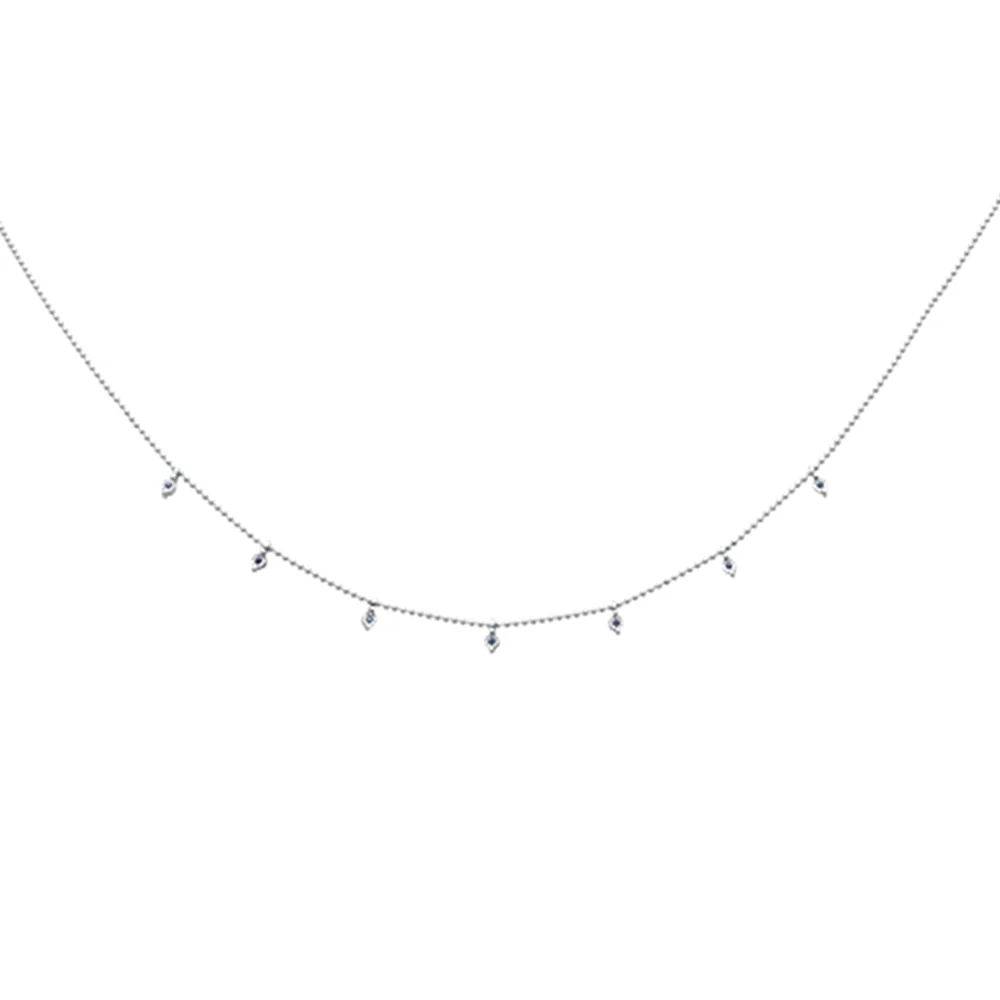 <span>DIAMOND CLOSEOUT! </span> .03ct G SI 14K White Gold Blue Sapphire Gemstones Pendant Necklace 18"