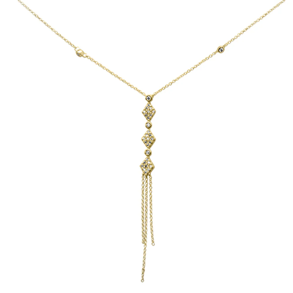 <span>DIAMOND CLOSEOUT! </span> .28ct G SI 14K Yellow Gold Diamond Drop Pendant Necklace 16" + 2" Long