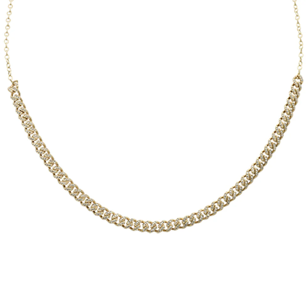 <span style="color:purple">SPECIAL!</span> .60ct G SI 14K Yellow Gold Diamond Cuban Chain with Extension Necklace 8" + 8" Extension