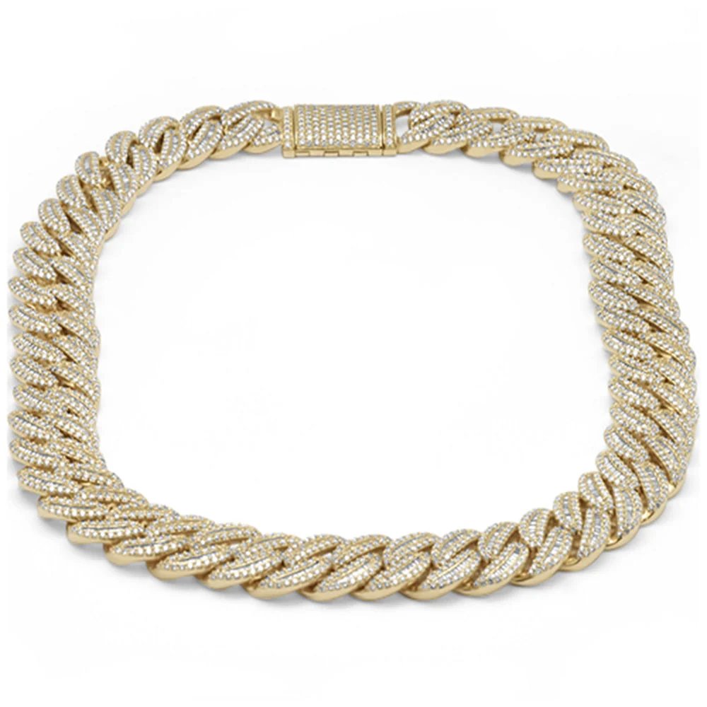 <span style="color:purple">SPECIAL!</span> 11mm 12.60ct G SI 14K Yellow Gold Baguette & Round Diamond Cuban Necklace 20" - Image 3