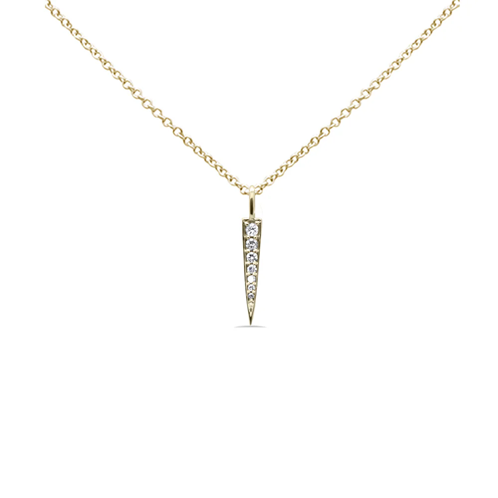 .11ct G SI 14K Yellow Gold Diamond Bar Drop Pendant Necklace 18" Long