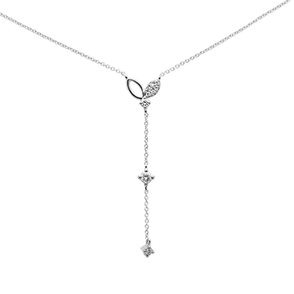 <span style="color:purple">SPECIAL!</span> .16ct G SI 14K White Gold Diamond Drop Pendant Necklace 16+2"Ext Chain