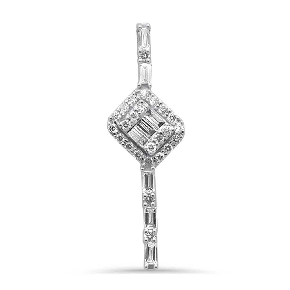<span style="color:purple">SPECIAL!</span> .40ct G SI 14K White Gold Round & Baguette Diamond Pendant 18" - Image 3