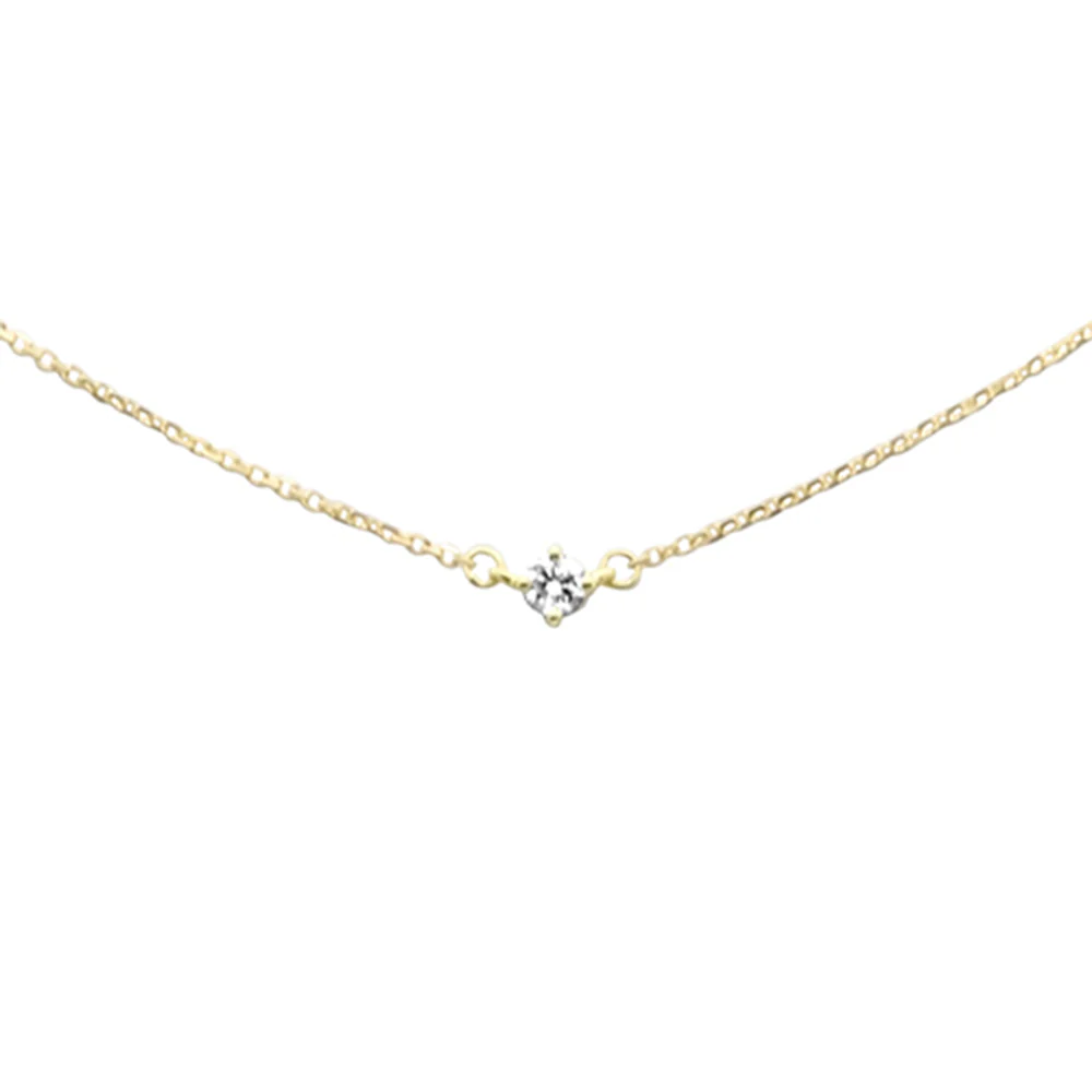 <span style="color:purple">SPECIAL!</span>.13ct G SI 14K Yellow Gold Diamond Solitaire Pendant Necklace 16+2" EXT Long