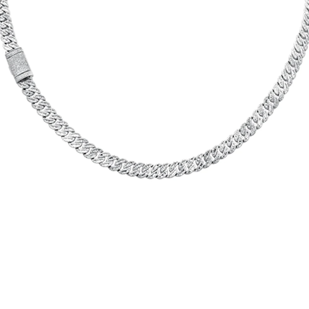 <span style="color:purple">SPECIAL!</span> 7MM 8.26ct G SI 14K White Gold Round & Baguette Diamond Cuban Necklace 20" Long - Image 3