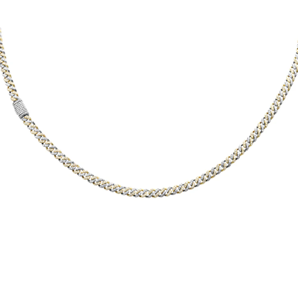 <span style="color:purple">SPECIAL!</span> 4MM 1.93ct G SI 14K White & Yellow Gold Two Tone Diamond Cuban Necklace 18" Long - Image 2