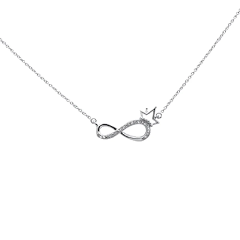 <span style="color:purple">SPECIAL!</span> .06ct G SI 14K White Gold Diamond Infinity Pendant Necklace 18" Long