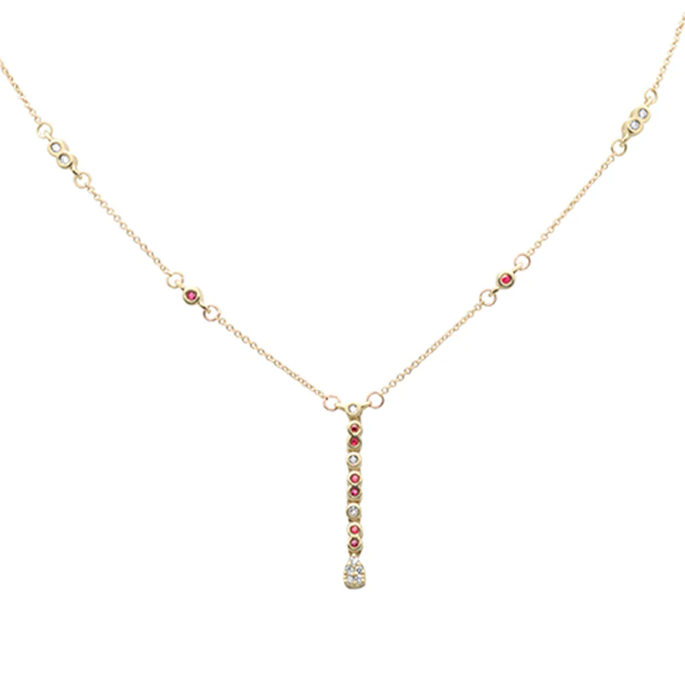 <span style="color:purple">SPECIAL!</span>.23ct G SI 14K Yellow Gold Diamond & Ruby Gemstone Pendant Necklace 16+2" EXT Long - Image 2