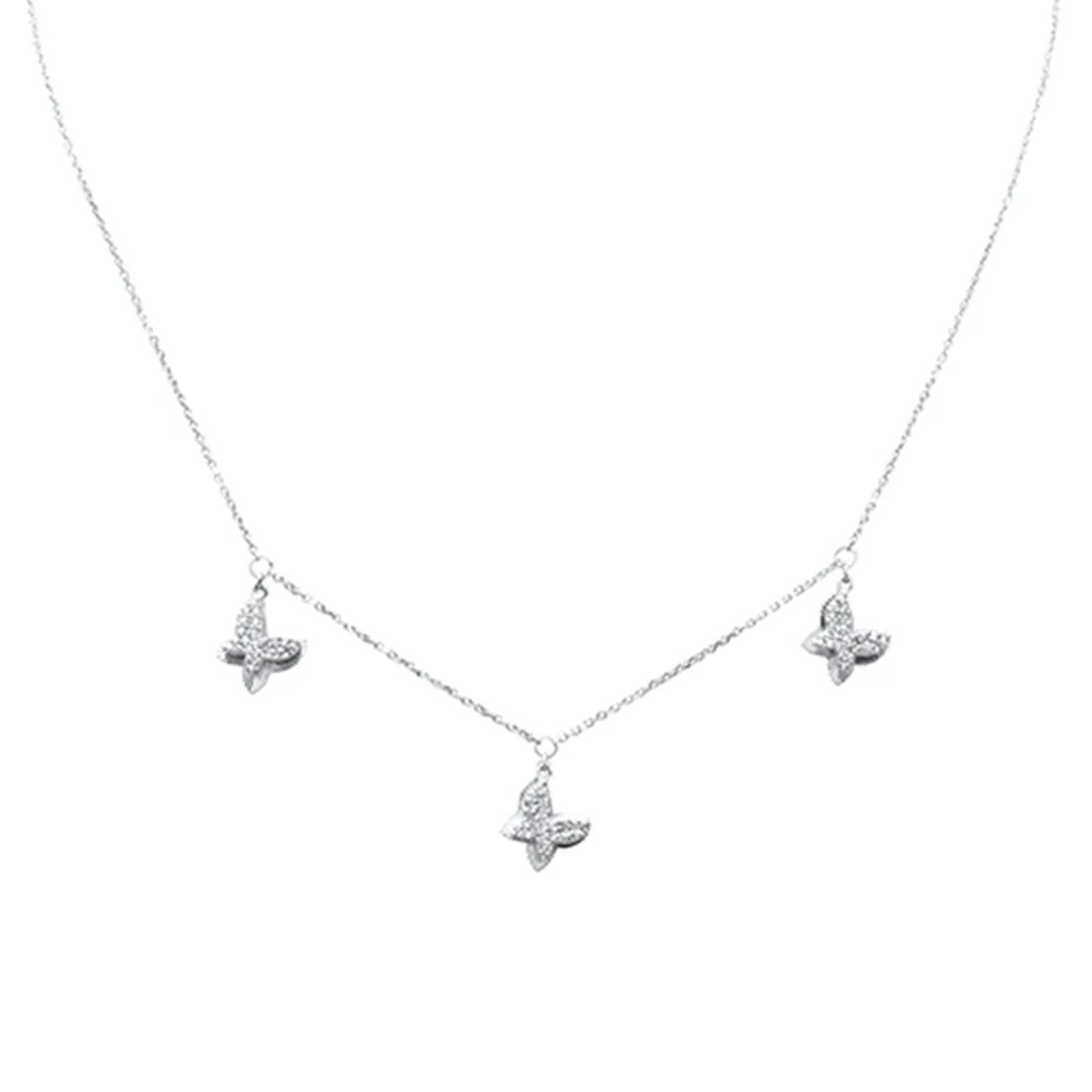 <span>DIAMOND CLOSEOUT! </span> .30ct G SI 14K White Gold Diamond Butterfly Pendant Necklace 16+2" EXT Long