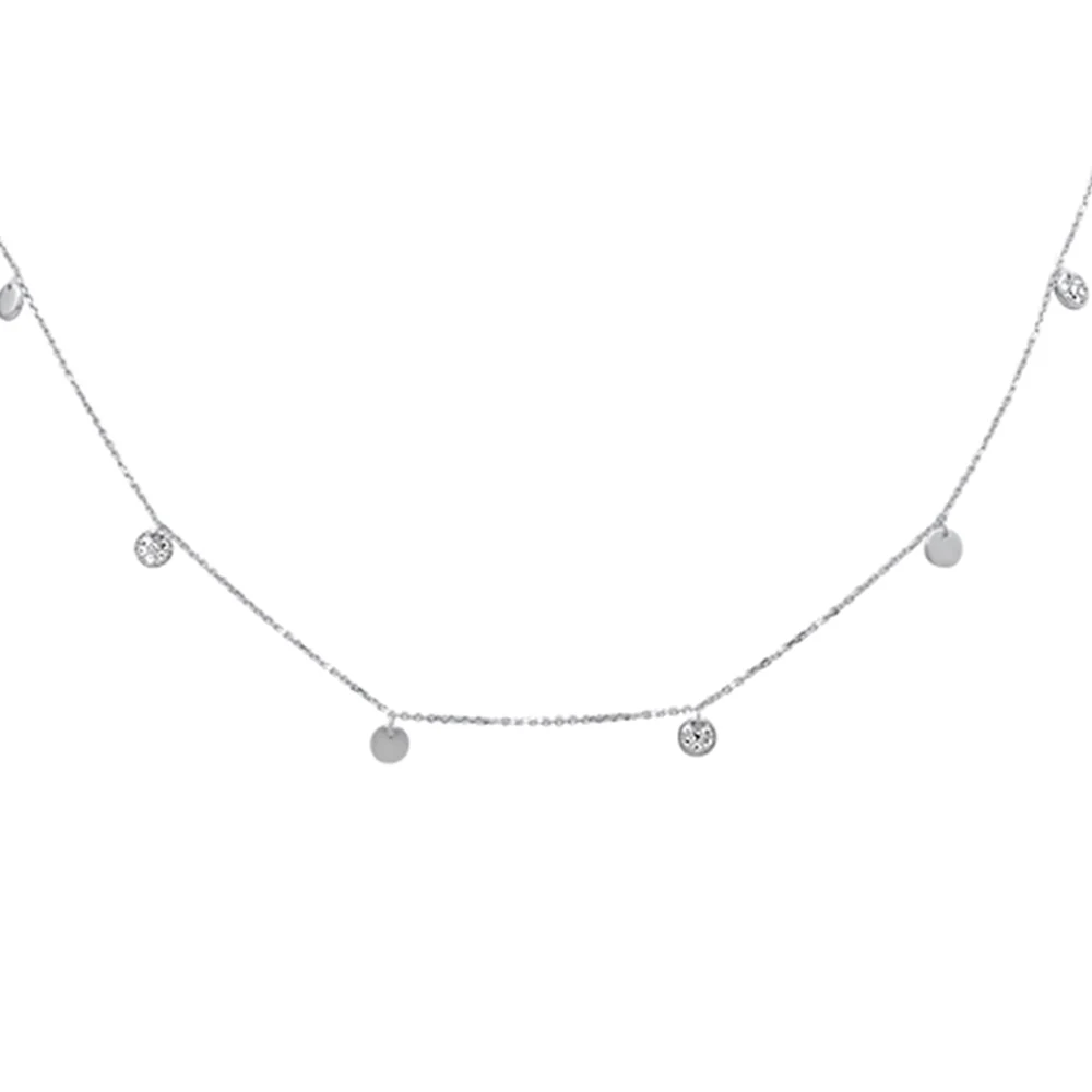 <span>DIAMOND CLOSEOUT! </span> .14ct G SI 14K White Gold Diamond Round Shaped Dangle Pendant Necklace 16+2" Long Chain