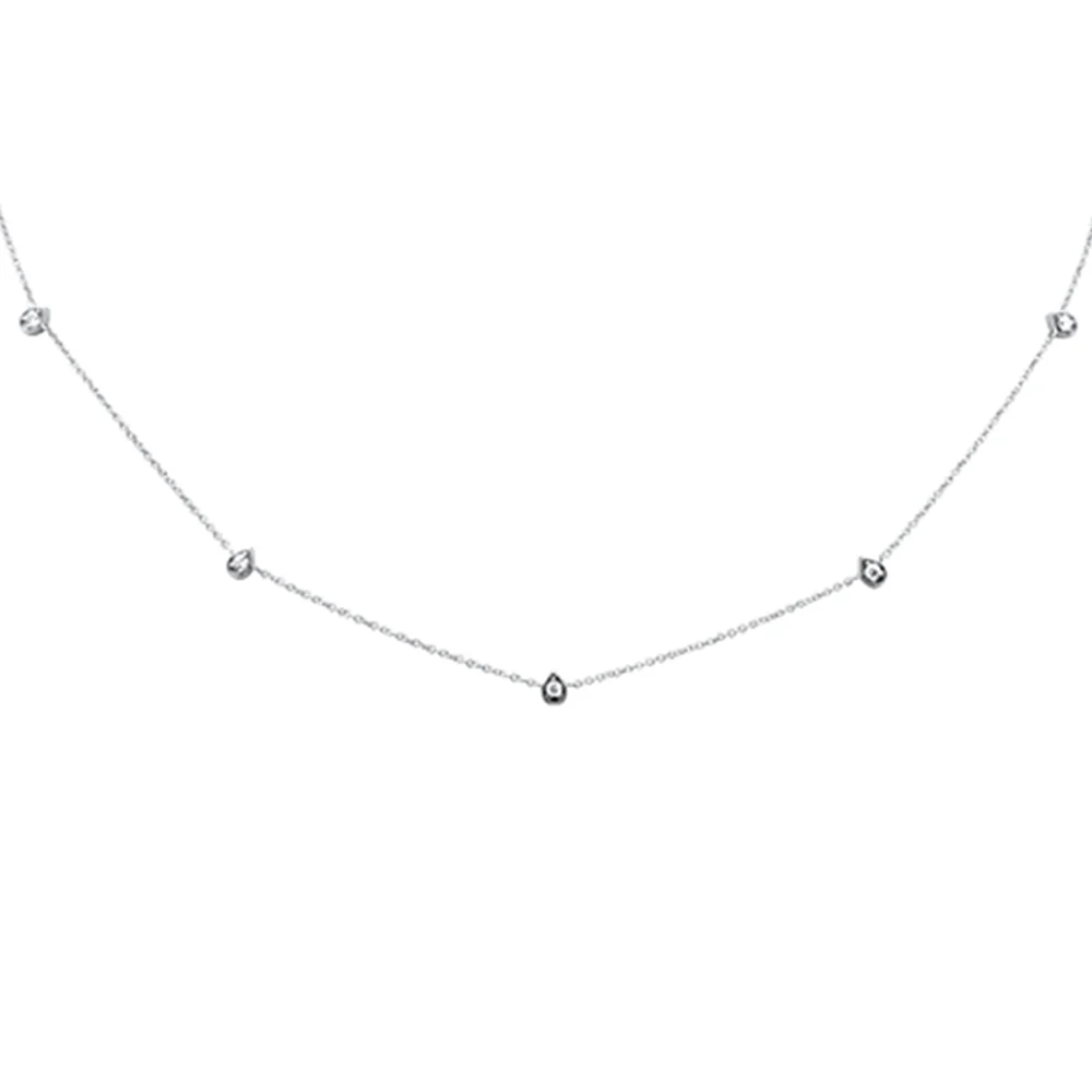 <span style="color:purple">SPECIAL!</span> .20ct G SI 14K White Gold Diamond Pear Shaped Dangle Pendant Necklace 16+2" Long Chain