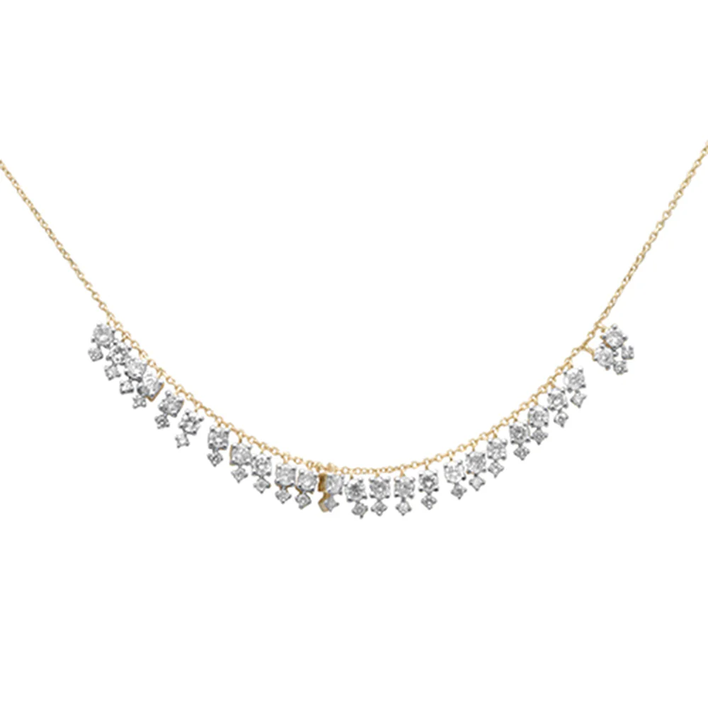 <span>DIAMOND  CLOSEOUT! </span> 1.87ct G SI 14K Yellow Gold Diamond Dangling Pendant Necklace 16" + 2" Ext.