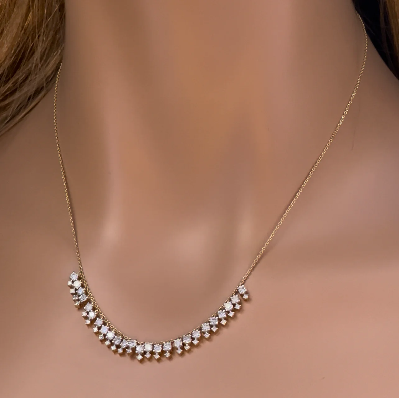 <span>DIAMOND  CLOSEOUT! </span> 1.87ct G SI 14K Yellow Gold Diamond Dangling Pendant Necklace 16" + 2" Ext. - Image 2
