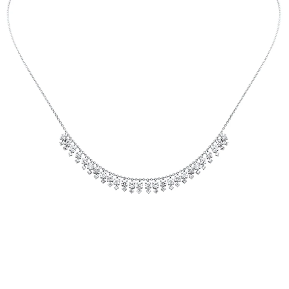 <span>DIAMOND  CLOSEOUT! </span>1.88ct G SI 14K White Gold Diamond Dangle Pendant Necklace 16+2" Long Chain