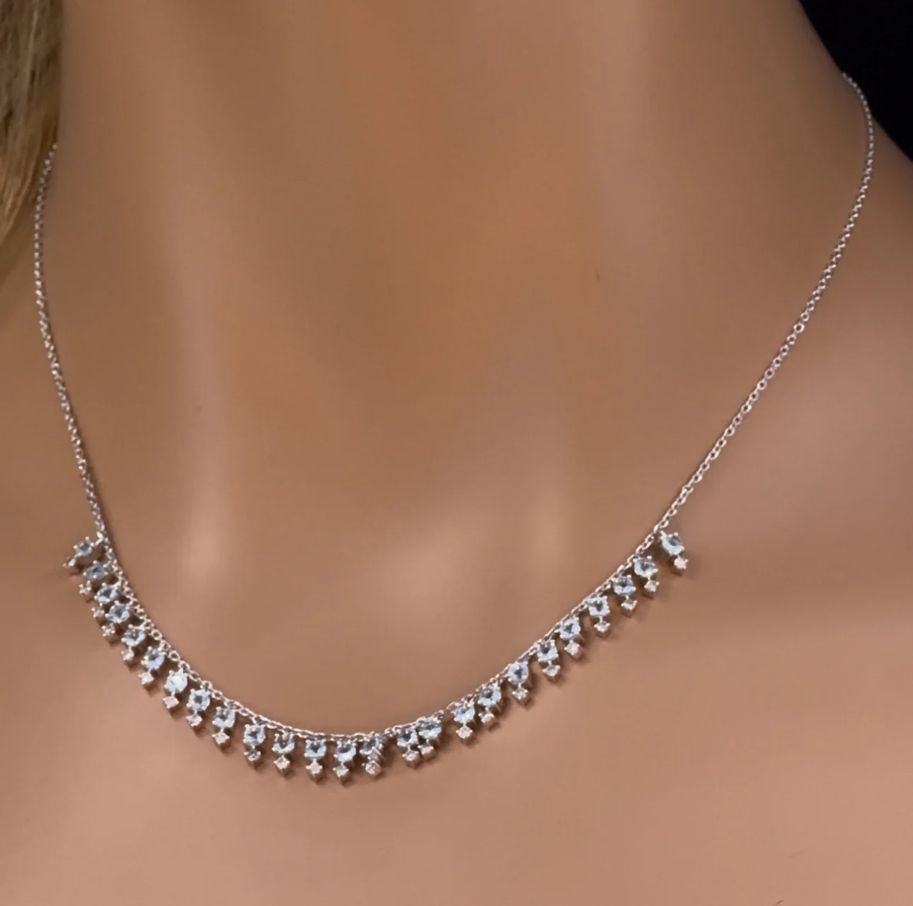 <span>DIAMOND  CLOSEOUT! </span>1.88ct G SI 14K White Gold Diamond Dangle Pendant Necklace 16+2" Long Chain - Image 2