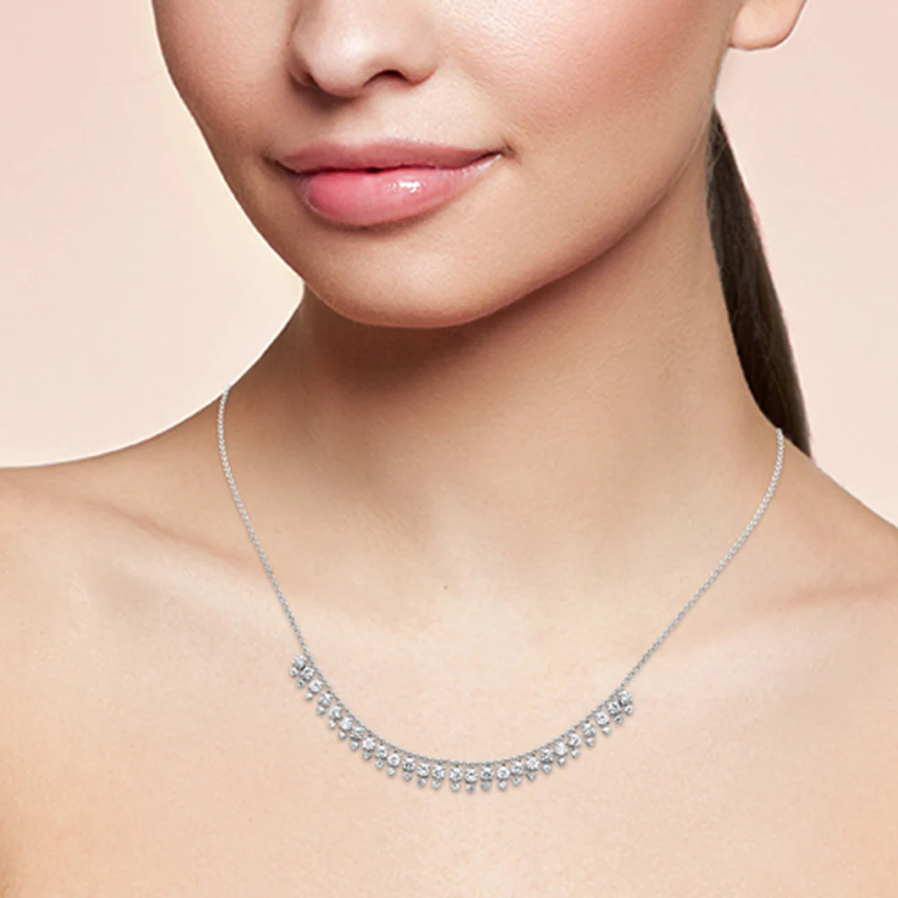 <span>DIAMOND  CLOSEOUT! </span>1.88ct G SI 14K White Gold Diamond Dangle Pendant Necklace 16+2" Long Chain - Image 3