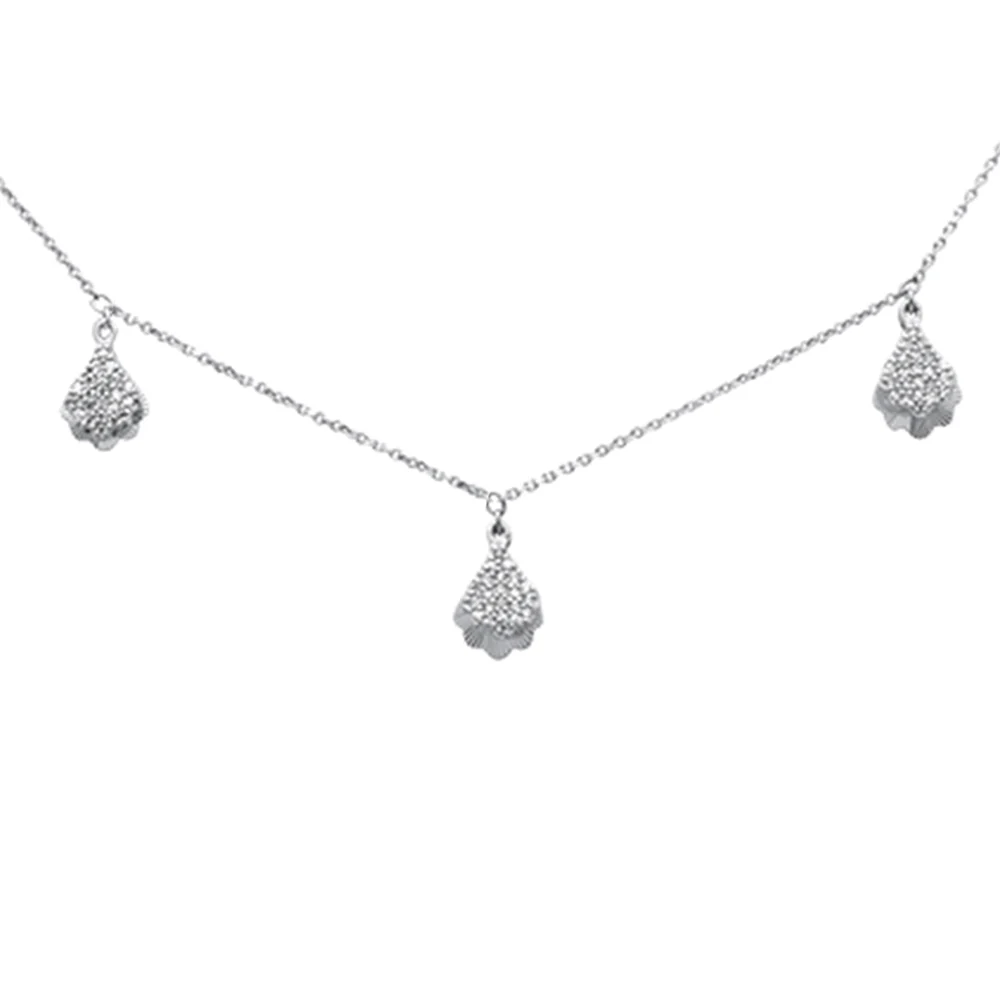 <span style="color:purple">SPECIAL!</span> .24ct G SI 14K White Gold Diamond Dangle Pendant Necklace 16+2" Long Chain