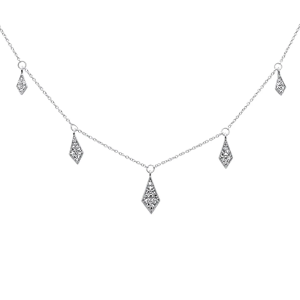 <span>DIAMOND CLOSEOUT! </span> .25ct G SI 14K White Gold Diamond Dangle Pendant Necklace 16+2" Long Chain