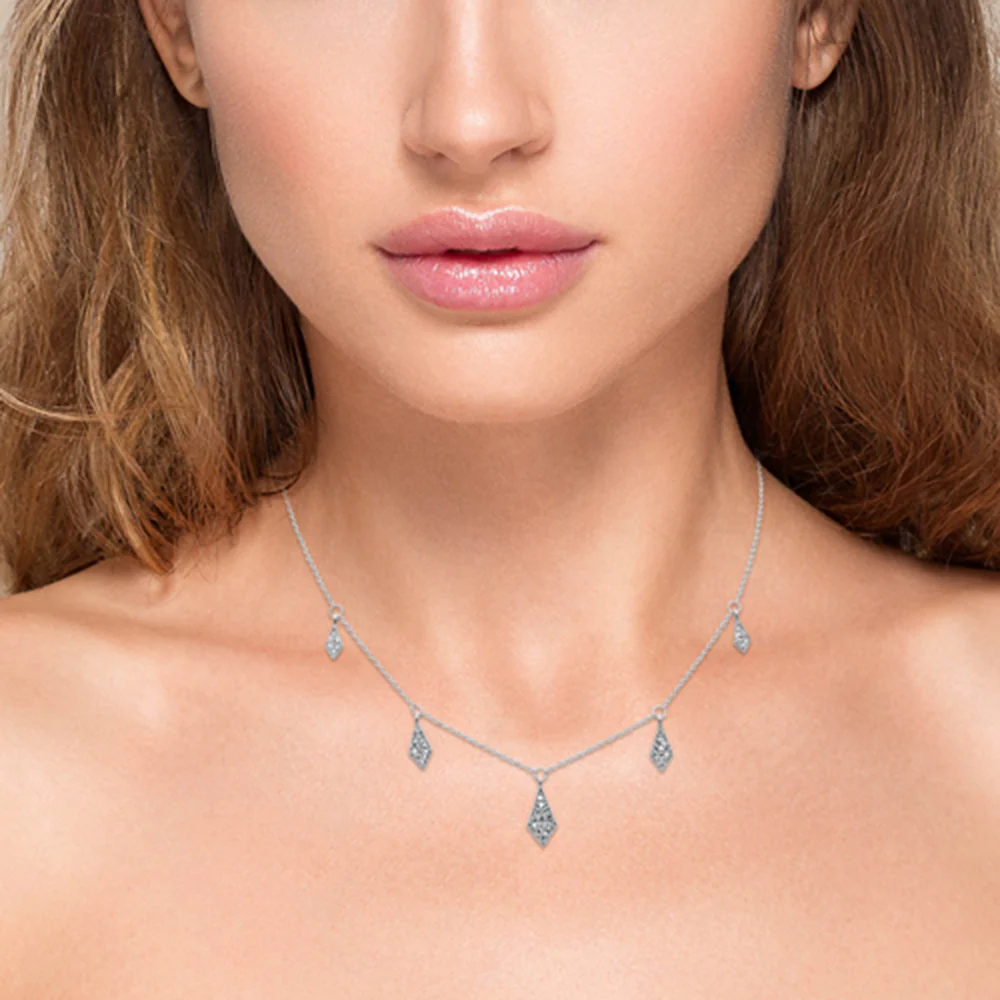 <span>DIAMOND CLOSEOUT! </span> .25ct G SI 14K White Gold Diamond Dangle Pendant Necklace 16+2" Long Chain - Image 2