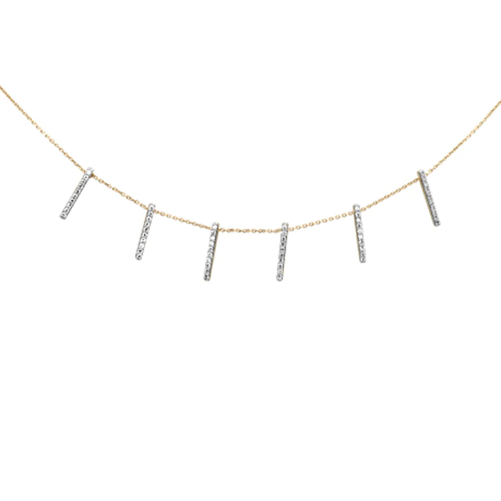 <span style="color:purple">SPECIAL!</span>.41ct G SI 14K Yellow Gold Diamond Line Pendant Necklace 18" Long