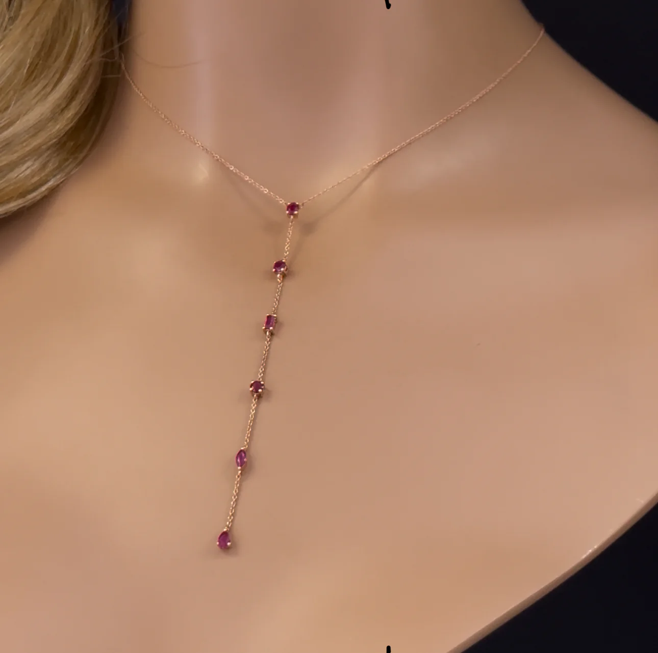 <span>GEMSTONE CLOSEOUT! </span> 1.15ct G SI 14K Rose Gold Ruby Gemstones Pendant Necklace 16+2" Ext Long