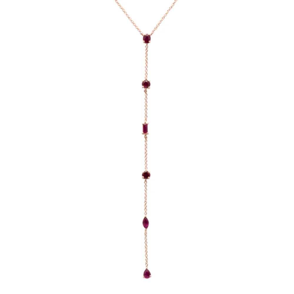 <span>GEMSTONE CLOSEOUT! </span> 1.15ct G SI 14K Rose Gold Ruby Gemstones Pendant Necklace 16+2" Ext Long - Image 2