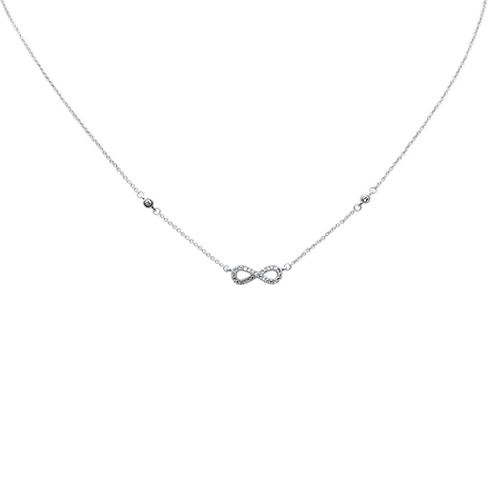 <span>DIAMOND CLOSEOUT! </span> .12ct G SI 14K White Gold Infinity Style Diamond Pendant Necklace 16+2" EXT Long