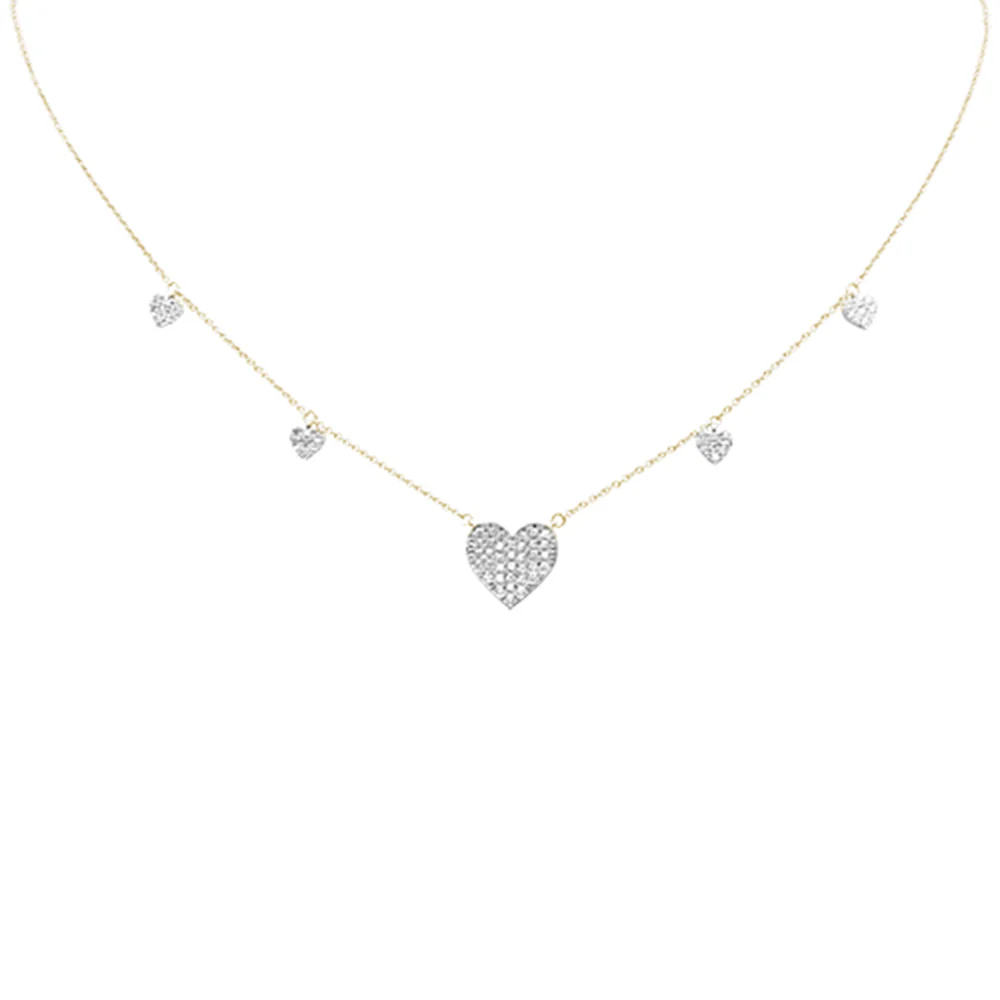 <span style="color:purple">SPECIAL!</span> .34ct G SI 14K Yellow Gold Diamond Heart Shaped Pendant Necklace 16+2" EXT Long