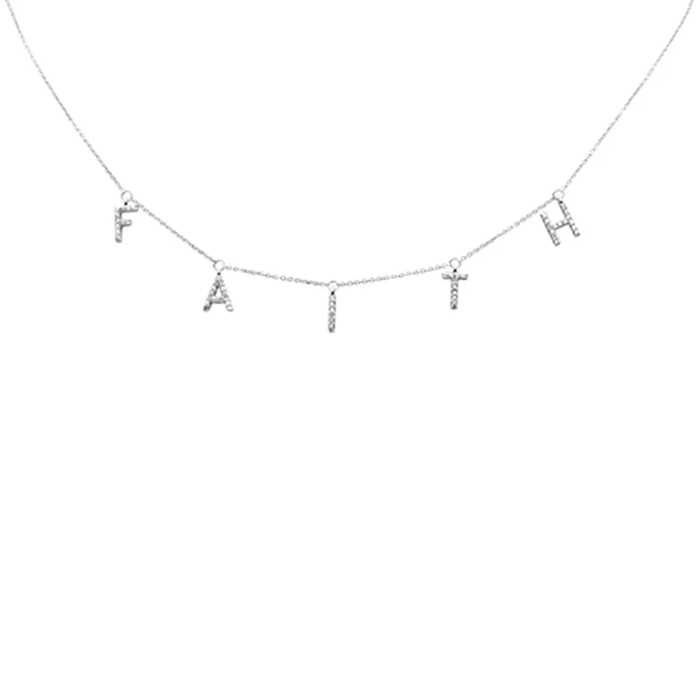 <span>DIAMOND  CLOSEOUT! </span>.27ct G SI 14K White Gold Diamond "FAITH" Pendant Necklace 16+2" EXT Long