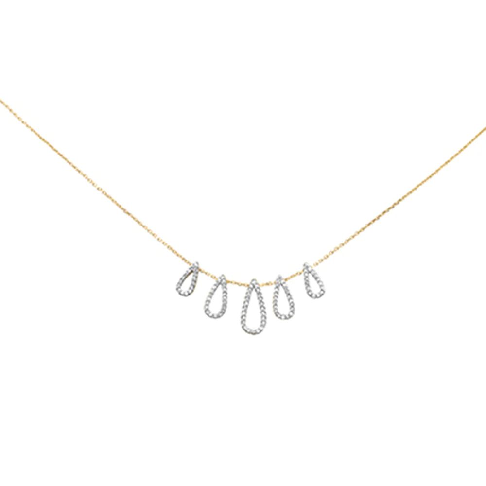 <span style="color:purple">SPECIAL!</span>.35ct G SI 14K Yellow Gold Diamond Drop Pendant Necklace 18" Long
